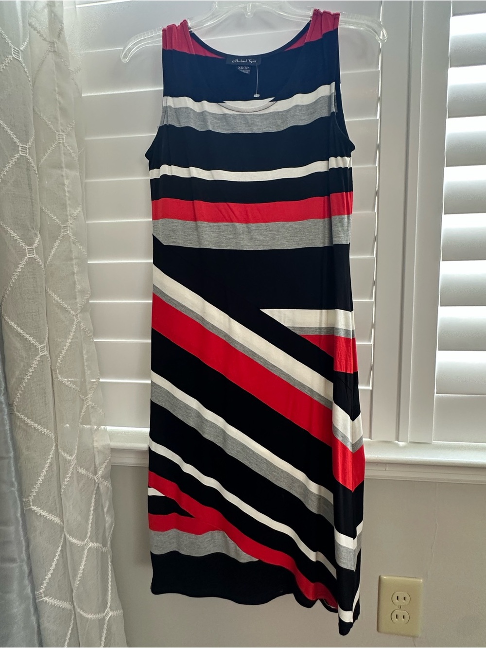 Women’s Striped Maxi Skirt in Black, Red, Gray and White